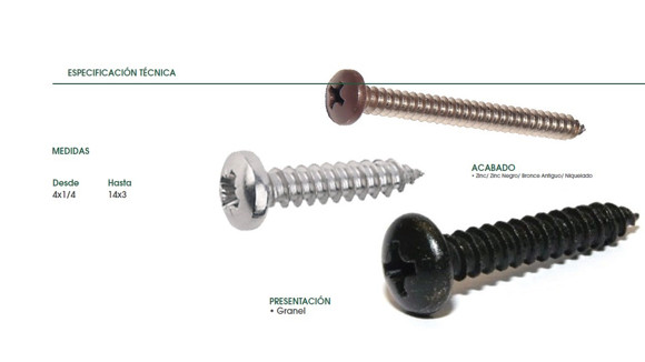Imagen de TORNILLO CABEZA PAN PHS ROSCA CHAPA 4X3/8 ZINC.(2,5MM)