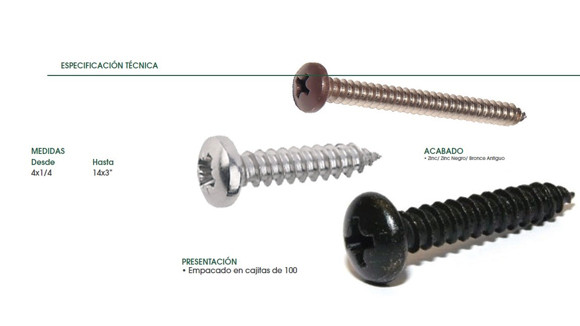 Imagen de TORNILLO CABEZA PAN PHS ROSCA CHAPA 4X3/4 ZINC.(2,5MM)