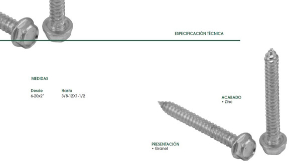 Imagen de TORNILLO PARA CHAPA C/HEXAG.S/ARAND. 10X2.1/2 ZINC.(4,8MM)