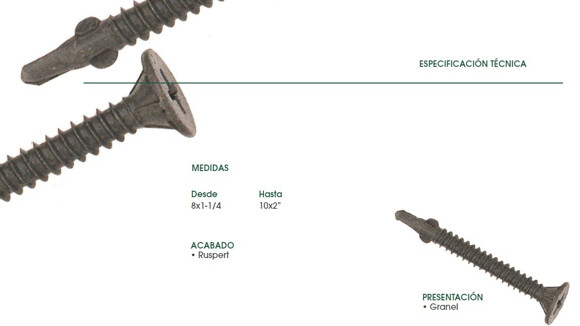 Imagen de TORNILLO FIBROCEMENTO CON ALAS PHS 8X1.1/4 RUSPERT