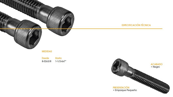 Imagen de TORNILLO ALLEN CABEZA CILINDRICA (UNC) 1/2X3.1/2 NEGRO