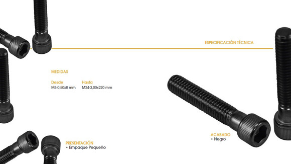 Imagen de TORNILLO ALLEN CABEZA CILINDRICA M8X1,25X140 NEGRO