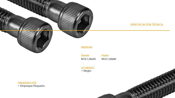 Imagen de TORNILLO ALLEN CABEZA CILINDRICA UNF M12X1,5X60 NEGRO
