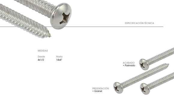 Imagen de TORNILLO CABEZA PAN PHS INOX 304 10X1 PASIVADO(4,8MM)