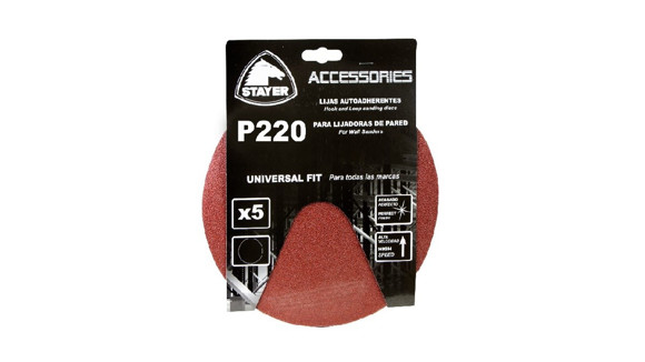 Imagen de SET DE 5 LIJAS  DE 225MM P/LIJADORA DE PARED GR.220