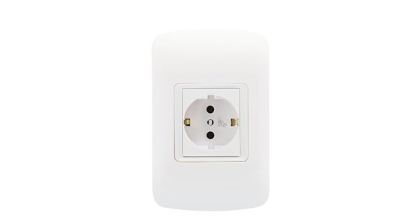 Imagen de CONJUNTO PLAQUETA/TOMA SCHUKO C/SEGURO BLANCO