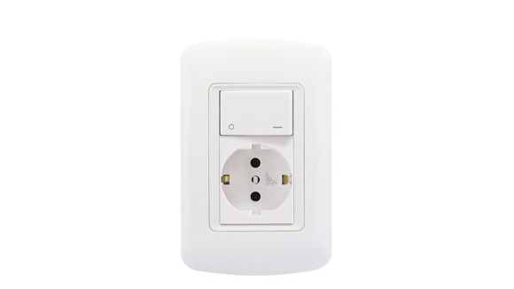 Imagen de CONJUNTO PLAQUETA/INTERR. BIPOLAR/TOMA SCHUKO BLANCO