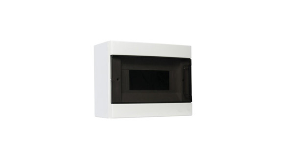 Imagen de TABLERO EXTERIOR 8 MODULOS BASE BLANCA Y TAPA TRANSP.HUMO