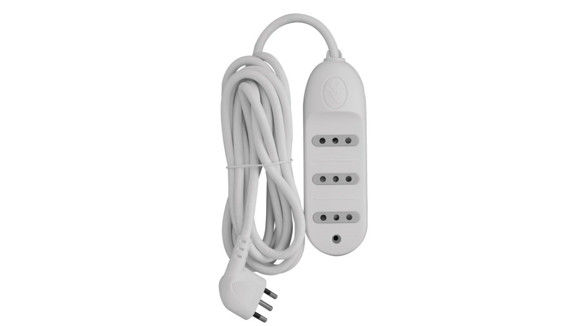 Imagen de ALARGUE BLANCO 2,5 MTS 3 TOMAS DE 3 EN LINEA 10AMP