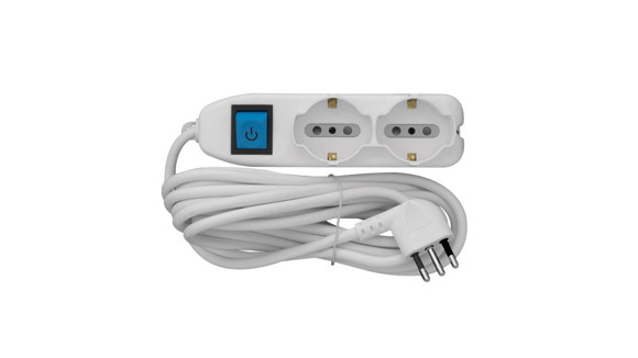 Imagen de ALARGUE C/INT. BLANCO 2,5MT 2 SCHUKO+4 TRES EN LINEA 10AMP