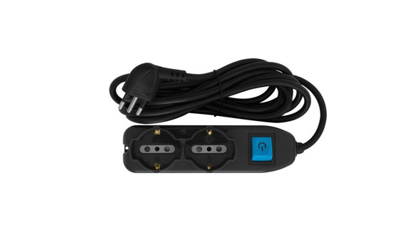 Imagen de ALARGUE C/INT. NEGRO 2,5MT 2 SCHUKO+4 TRES EN LINEA 10AMP