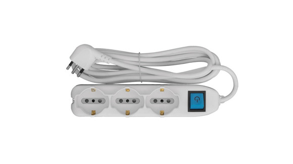 Imagen de ALARGUE C/INT. BLANCO 2,5MT 3 SCHUKO+6 TRES EN LINEA 10AMP