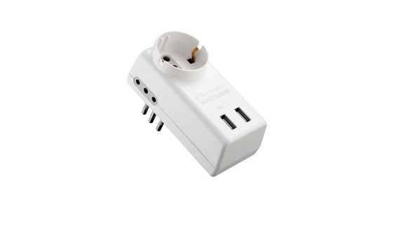 Imagen de ADAPT. BLANCO TRES EN LINEA A SCHUKO+2 TRES EN LINEA+2 USB