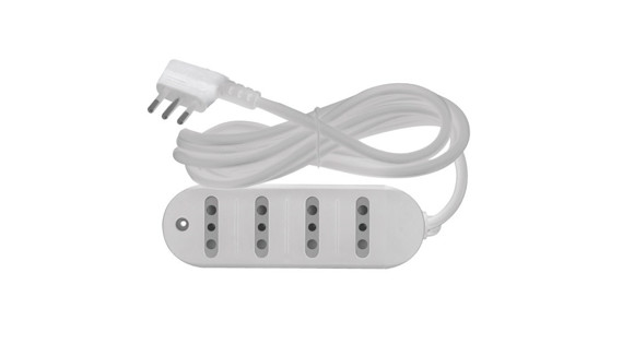 Imagen de ALARGUE BLANCO 2,5 MTS 4 TOMAS DE 3 EN LINEA 10AMP