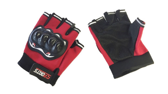 Imagen de PAR DE GUANTES ROJOS MEDIO DEDO CON PROTECCION EN NUDILLOS