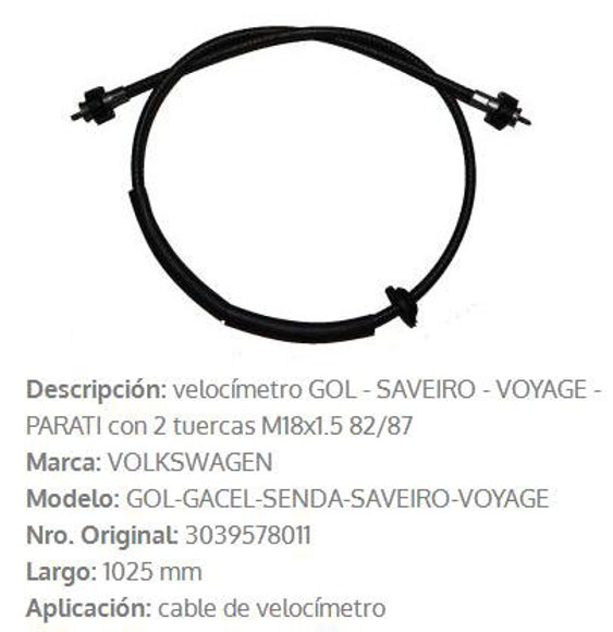 Imagen de CABLE CUENTA KILOMETRO VW GOL/AMAZON/PARATI 1000MM