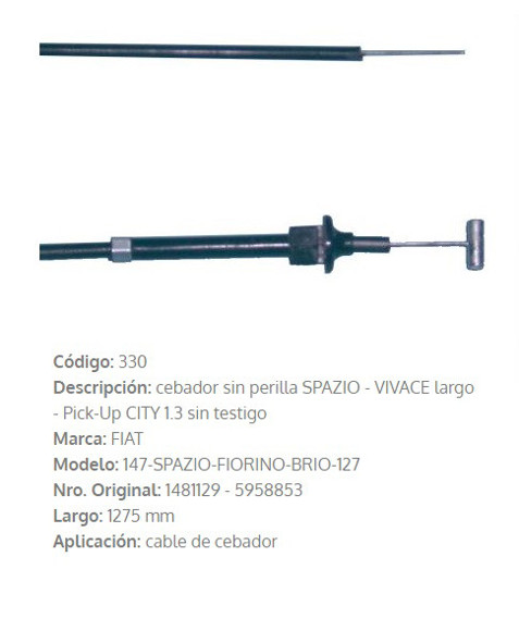 Imagen de CABLE TOMA DE AIRE FIAT SPAZIO/OGGI/147 1275MM