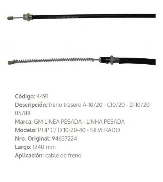 Imagen de CABLE DE FRENO CHEVROLET D20 1985-1988 1214MM