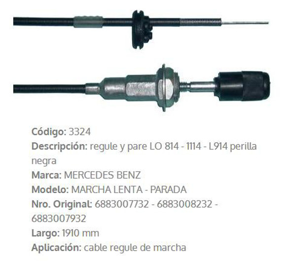 Imagen de CABLE ESTRANGULADOR MERCEDES BENZ 814/914 1910MM