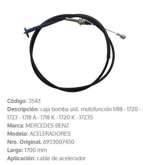Imagen de CABLE DE ACELERADOR M-BENZ 1418/1718A/1718K/1720/1720K/1723