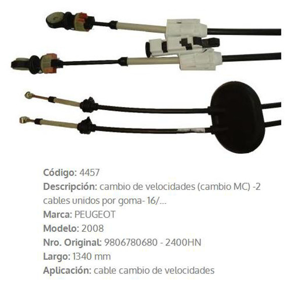 Imagen de CABLE SELECTOR DE CAMBIOS PEUGEOT 208 1340MM