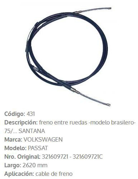 Imagen de CABLE DE FRENO VW PASSAT 1975 2620MM
