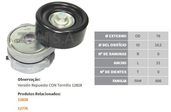 Imagen de TENSOR CORREA ALTERNADOR VW GOL 1.6 S/AC C/DIR /1.8 93-96