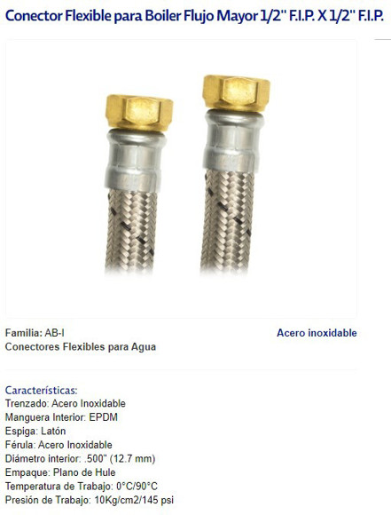 Imagen de COLILLA ACERO INOX. HEMBRA/HEMBRA 1/2X1/2" 60CM