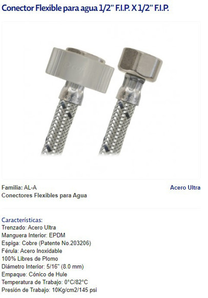 Imagen de COLILLA 1/2" HEMBRA/HEMBRA 50CM