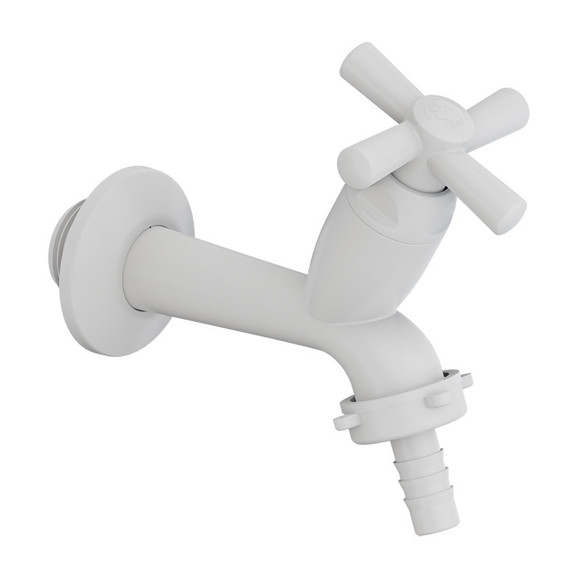 Imagen de CANILLA LAVADERO PLASTICA BLANCA SALIDA 1/2" 10CM CROSS