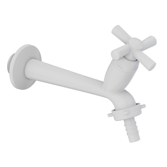Imagen de CANILLA LAVADERO PLASTICA BLANCA SALIDA 1/2" 15CM CROSS