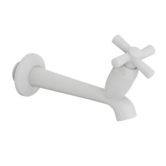 Imagen de CANILLA LAVADERO PLAST.BLANCA SALIDA 1/2"-3/4" 15CM CROSS