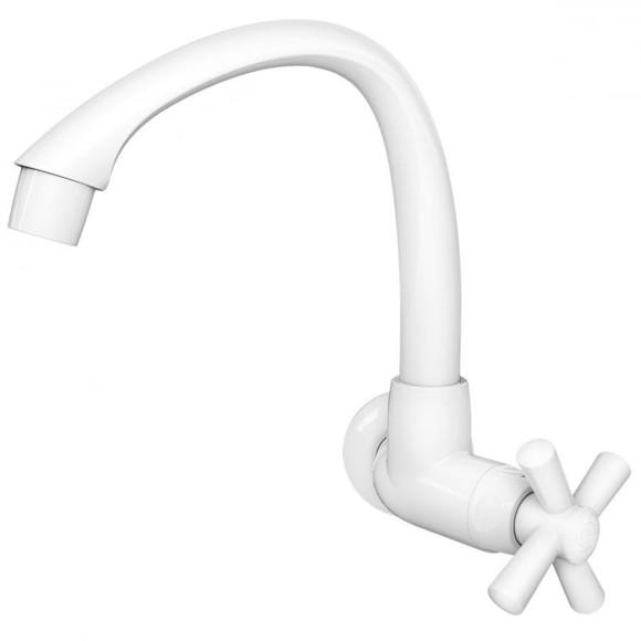 Imagen de CANILLA PARED MULTIUSO BLANCA LLAVE LATERAL 1/2"-3/4"CROSS