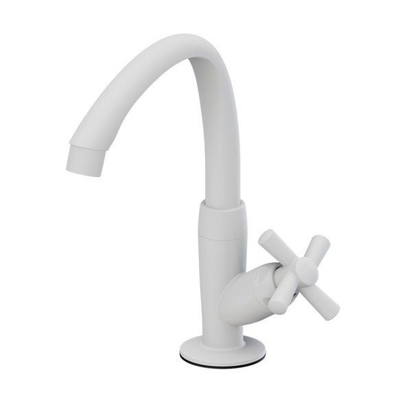 Imagen de CANILLA COCINA BLANCA PLASTICA ALTA DE MESA 1/2" CROSS
