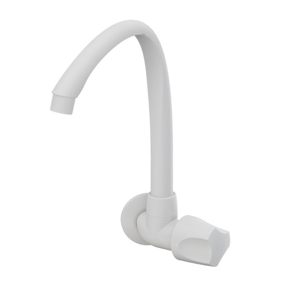Imagen de CANILLA COCINA BLANCA PLASTICA ALTA DE PARED 1/2-3/4" ORBE