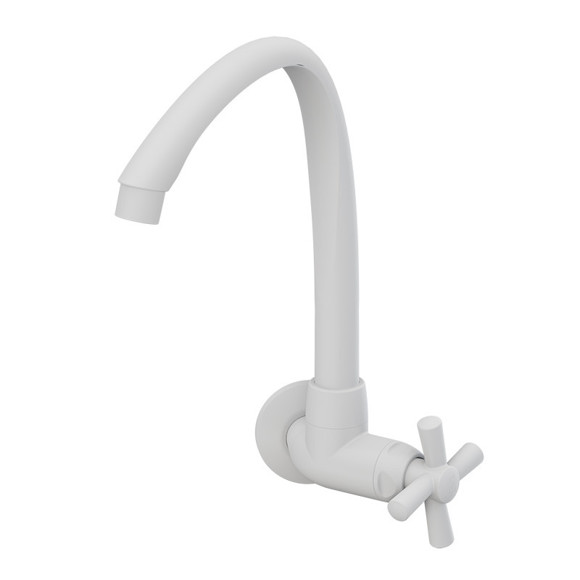 Imagen de CANILLA COCINA BLANCA PLASTICA ALTA P/PARED 1/2-3/4" CROSS