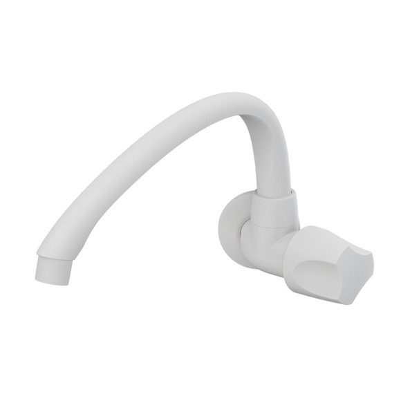 Imagen de CANILLA COCINA BLANCA PLASTICA BAJA DE PARED 1/2-3/4" ORBE