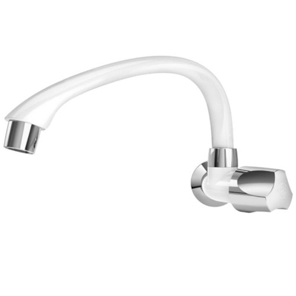Imagen de CANILLA COCINA BCA/CROMO PLAST. BAJA P/PARED 1/2-3/4" ORBE