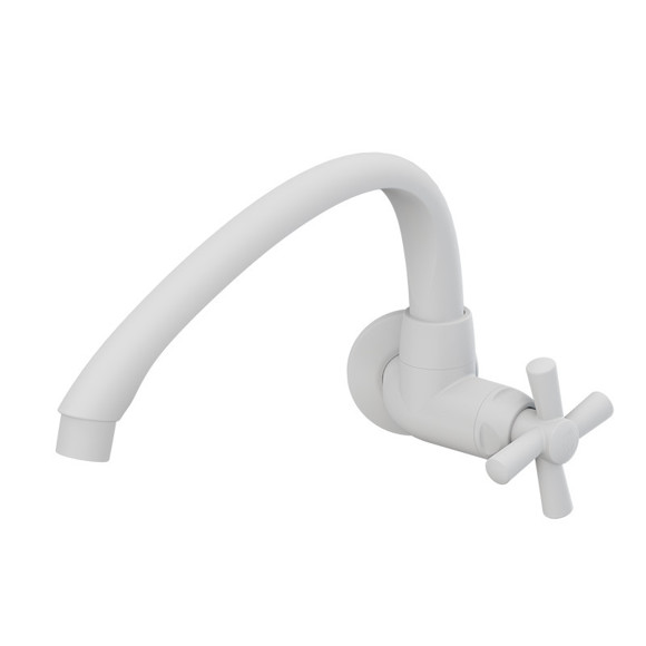 Imagen de CANILLA COCINA BLANCA PLASTICA BAJA P/PARED 1/2-3/4" CROSS