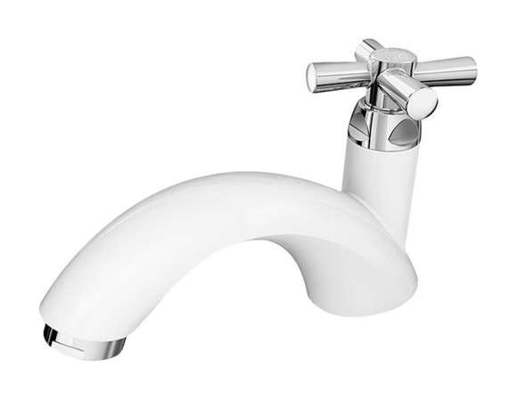 Imagen de CANILLA BAÑO BLANCA/CROMADA PLASTICA BAJA P/MESA 1/2"CROSS