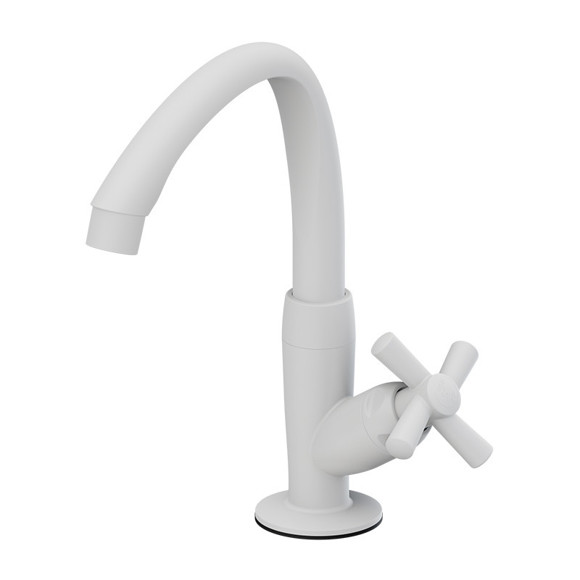 Imagen de CANILLA BAÑO BLANCA PLASTICA ALTA DE MESA 1/2" CROSS