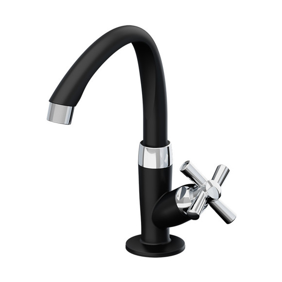 Imagen de CANILLA BAÑO NEGRA/CROMADA PLASTICA BAJA P/MESA 1/2" CROSS