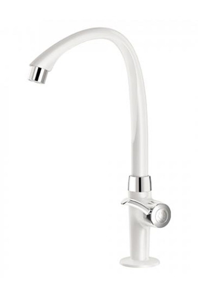 Imagen de CANILLA COCINA BLANCA PLASTICA ALTA DE MESA 1/2" LINEA