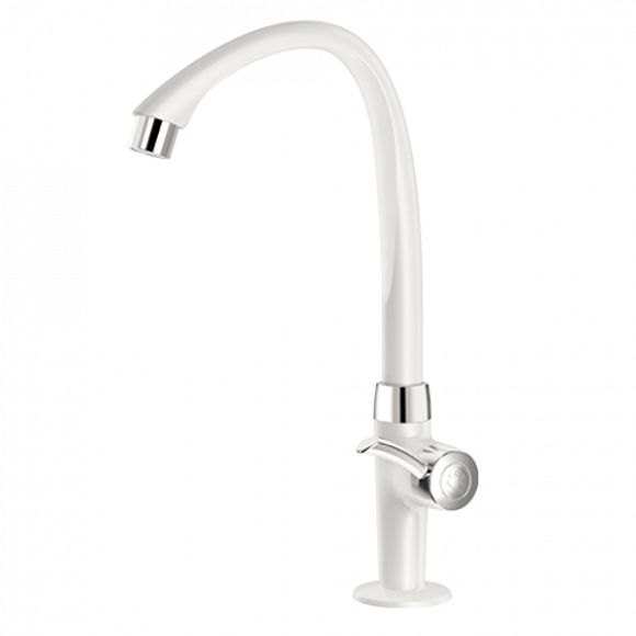 Imagen de CANILLA COCINA BLANCA/CROMO PLAST. ALTA DE MESA 1/2" LINEA