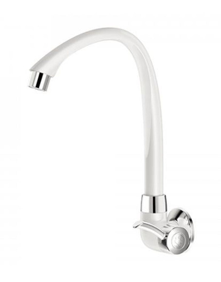 Imagen de CANILLA COCINA BLANCA/CROMO PLAST. ALTA P/PARED 1/2" LINEA