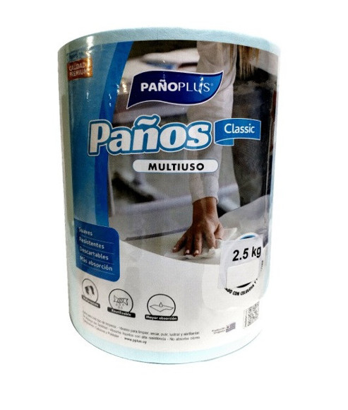 Imagen de ROLLO TRAPO PAÑOPLUS CELESTE 2.5KG C/CORTE 30X34 370 PAÑOS                                                              