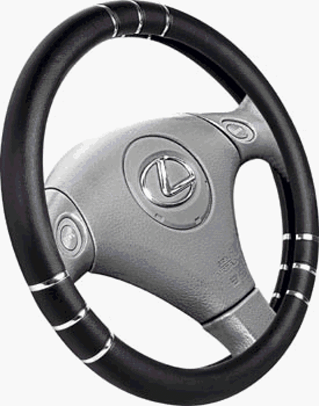 Imagen de CUBRE VOLANTE COLOR NEGRO CON DETALLE CROMADO