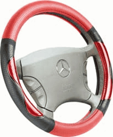 Imagen de CUBRE VOLANTE COLOR ROJO CON BORDE RUGOSO NEGRO