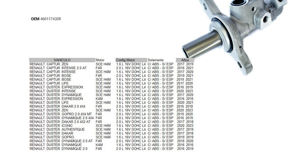 Imagen de BOMBA FRENO RENAULT CAPTURE/DUSTER 1.6/2.0 16V 2016. . .