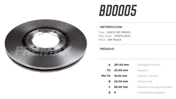 Imagen de DISCO DE FRENO ASIA TOPIC 2.2/2.7 1993